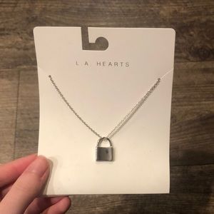 LA Hearts Silver Padlock Necklace